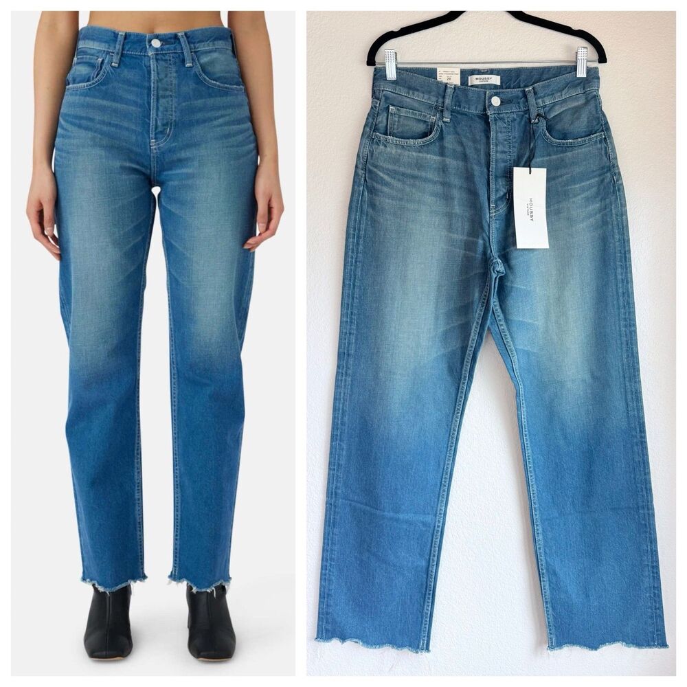 MOUSSY VINTAGE Women's Walmore Wide Straight Jeans NWT Blue Rigid Denim Size 28